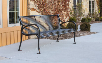 MR1-1000 Meridian Backed Bench with Steel Bar Ends