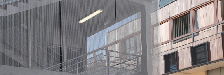 Stair tower cladding with Haver Architectural Mesh.