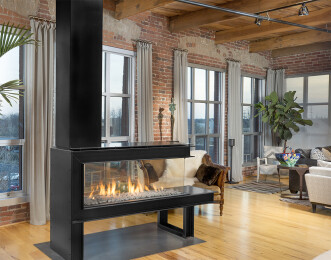 The Lucius 140 is the focal point of this industrial modern space.
