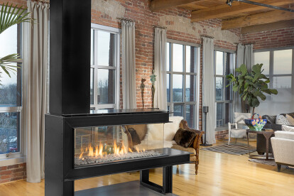 The Lucius 140 is the focal point of this industrial modern space.