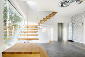 Glass and wood stairs