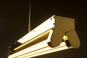 Polished Brass Art Deco Twin LED Tube Light