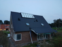 Large glass strips pitched roof