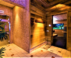 Traditional Sauna With Aquarium