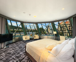 Most rooms have a unique view of Prague Castle, the Vltava River and the Old Town.