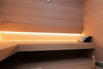 Wood veneer as sauna finishing. Wood veneer as sauna finishing.