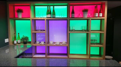 Colour Changing Glass Wall