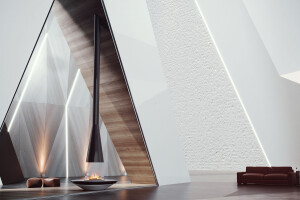 Mystique | Suspended Hood with Base Vapor-Fire Fireplace