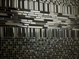 Crossville Ebb & Flow blend of natural stone and glass mosaic wall tiles