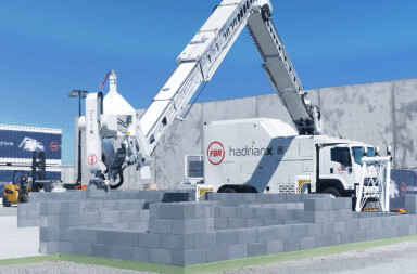 This robot can lay a 3-bedroom house in 2 days This robot can lay a 3-bedroom house in 2 days