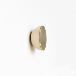 Round Beech Wood & Brass Wall Hook / Knob by 5mm Paper