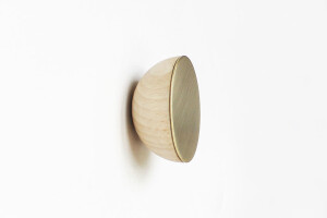 Round Beech Wood & Brass Wall Hook / Knob