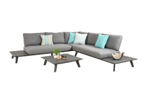 POSITANO 5 SEATER OUTDOOR ALUMINIUM MODULAR LOUNGE SETTING CHARCOAL