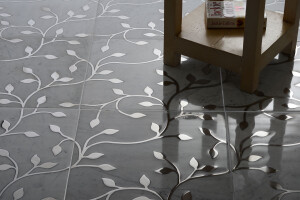 Flora / metal inlay in natural stone