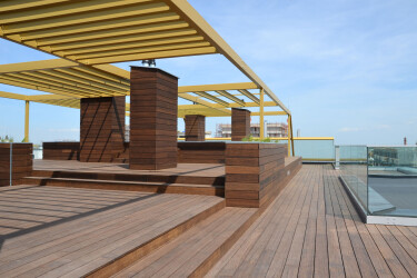 Bamboo decking on rooftop