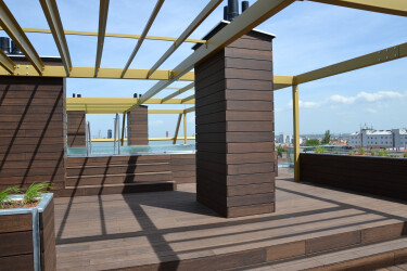 Bamboo cladding on rooftop