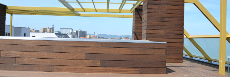 Bamboo decking on rooftop