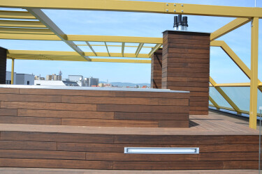 Bamboo decking on rooftop