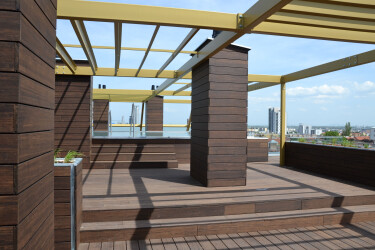 Bamboo decking on rooftop