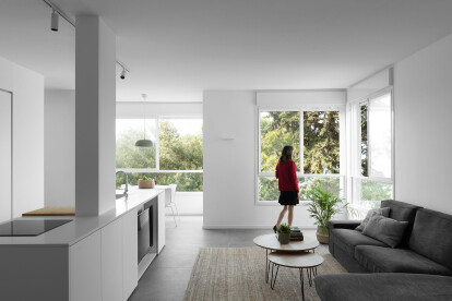 Architect Michael Peled completely flips the layout of an apartment in Haifa to take advantage of treetop views.