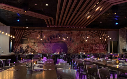 Zenith® Premium with custom mural sub-dividing a restaurant