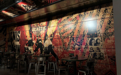 Zenith® Premium with custom mural sub-dividing a restaurant