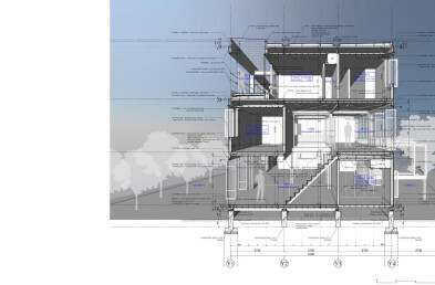 Corrugated-Sheet House section rendering