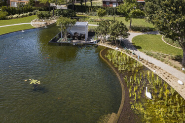 Enjoy an outdoor café feel in the water