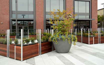 Custom Commercial Restaurant Planter with Glass Screen Wall