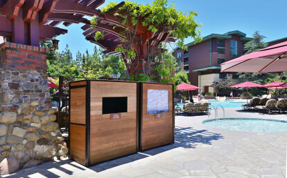 Custom Wood Resort Pool Towel Cart Enclosures for fresh and returned towels