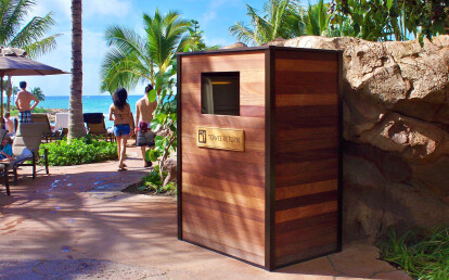 Custom Wood Resort Beach Towel Return Cart Cabinet