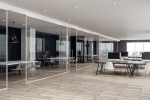 CREATEX Helix ceilings with geometric perforated patterns