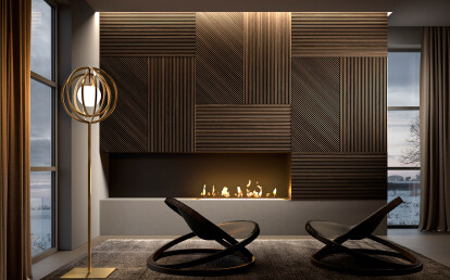 Fireplace - Fire Rated - Geometric Design