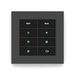 8-fold pushbutton with backlit text/symbols and proximity sensor