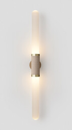 Scandal Wall Sconce Tall Brass, brass mesh inlay, snow shades