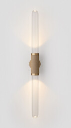 Scandal Wall Sconce Tall Bronze, bronze mesh inlay, clear fluted shades