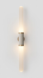 Scandal Wall Sconce Tall Brass, silver mesh inlay, snow shades