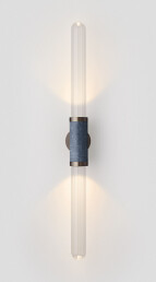 Scandal Wall Sconce Tall Mid Bronze, navy inlay, clear fluted shades