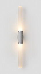 Scandal Wall Sconce Tall Satin Nickel, silver mesh inlay, snow shades