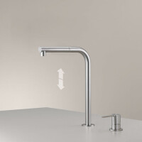 INV85 - Two-hole mixer with up & down swivelling spout and pull-out hand shower