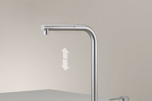 INV85 - Two-hole mixer with up & down swivelling spout and pull-out hand shower