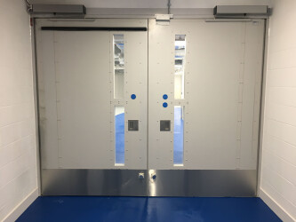 Clark Door Acoustic and Fire Rated Double Leaf Pivot Door with Vision Panels