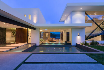 Benedict Canyon Beverly Hills luxury modern mansion exterior & entrance