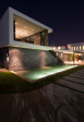 Benedict Canyon Beverly Hills luxury home modern studio with glass walls & entrance reflecting pond
