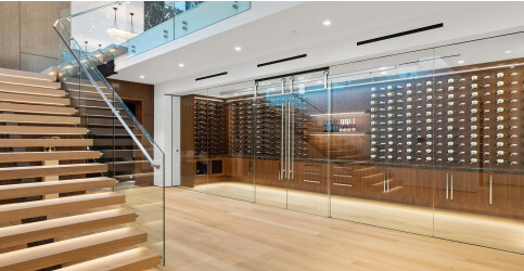 The Wine Room with Glass Wall and Bi-Parting Glass Panels