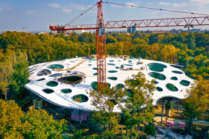 Structural work on Sou Fujimoto’s Hungarian House of Music is completed