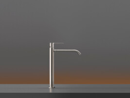 INV05 - Deck mounted mixer for countertop basin H. 315 mm with swivelling spout for gush flow, opening in cold water