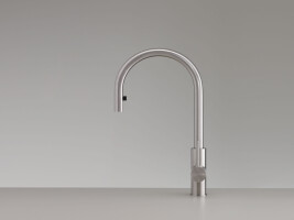 MIL202 - Deck mounted mixer with swivelling spout H. 415 mm and pull-out hand shower