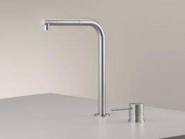 MIL209 - Two-hole mixer with swivelling spout H. 310 mm and pull-out hand shower