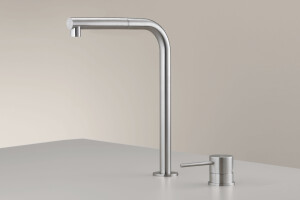 MIL209 - Two-hole mixer with swivelling spout H. 310 mm and pull-out hand shower